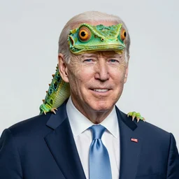 portrait of half reptile hybrid joe biden