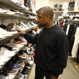 surveillance footage of Kanye West shopping for Shows at Foot Locker