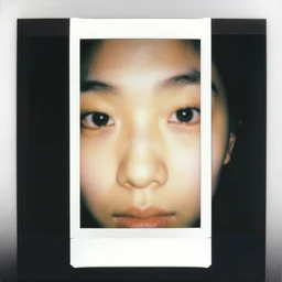 Polaroid of a face closeup