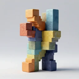 abstract art sculpture made of rectangle tetris, octane render, trending on artstation