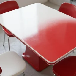 white and red ( shiny ) table