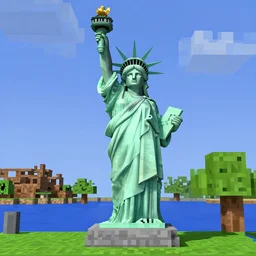 the statue of liberty built in the game minecraft