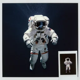 astronauts in dark and empty void underwater - complex and hyperdetailed technical suit. reflection and dispersion materials. rays and dispersion of light. volumetric light. 5 0 mm, f / 3 2. noise film photo. flash photography. ultra realistic, wide angle. poster by wayne barlowe, hajime sorayama aaron horkey, craig mullins. polaroid.