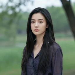 a portrait of a character in a scenic environment by Zhang Jingna