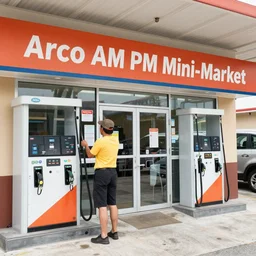 Welcome to Arco AM/PM Mini-Market. We would like to advise our customers that any individual who offers to pump gas, wash windows, or solicit products is not employed by or associated with this facility. We discourage any contact with these individuals, and ask that you report any problems to uniformed personnel inside. Thank you for shopping at Arco AM/PM, and have a pleasant day