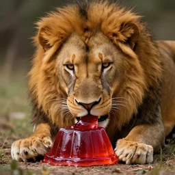 a lion eating jello, arcain style, ultra detailed, concept art
