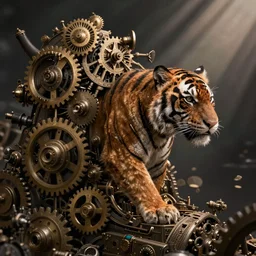 Dream, tiger, gears, steampunk