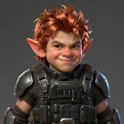 portrait of a male dwarf by ayami kojima, he is about 2 0 years old, american, copper hair, strong, friendly, he is wearing a modern tactical gear, scifi, highly detailed portrait, digital painting, artstation, concept art, smooth, sharp foccus ilustration, artstation hq