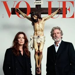 portrait of jesus, crucifixion, fashion photography, color photography, 1 6 mm, vogue magazine, rocky schenck, annie liebowitz, helmut newton, masculine, power, epic, 1 6 mm, 8 k