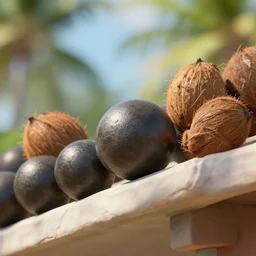 make good cannonballs up against the eaves,, silly, coconuts, ultra realistic, unreal engine 5, depth of field, bokeh, octane render, 8 k hd,