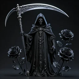 grim reaper + scythe and black rose + kodachrome, 2 d, 3 d, ray tracing global illumination, insanely detailed and intricate, hypermaximalist, elegant, ornate, hyper realistic, super detailed : : by ismail inceoglu, by john constable