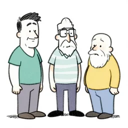 cartoon characters in the style of tom gauld