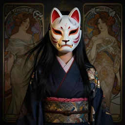 a photorealistic dramatic fantasy render of a beautiful woman hinata hyuga wearing a beautiful intricately detailed japanese monkey kitsune mask and clasical japanese kimono by wlop, artgerm, greg rutkowski, alphonse mucha, beautiful dynamic dramatic dark moody lighting, shadows, cinematic atmosphere, artstation, concept design art, octane render, 8 k