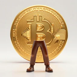 attractive oiled up glossy man posing in front of a huge golden bitcoin, angelic light, commercial by annie liebovitz, tom finland gaston bussiere, j. c. leyendecker