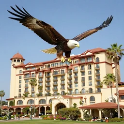 majestic eagles flying over a hotel california,