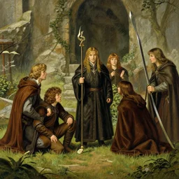 A scene from the Lord of the Rings movie, illustrated by Ivan Jakovlevics Bilibin