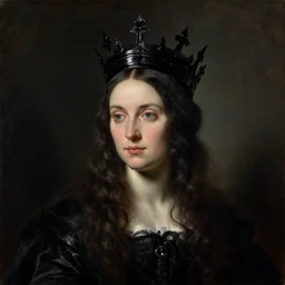 The portrait of Lady in black wax crown by Jean-Honore Fragonard, dark fantasy, witcher, very detailed oil painting, masterpiece, 8k