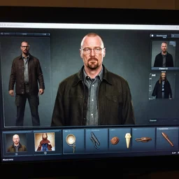 walter white in the video game character creation screen, in game screenshot