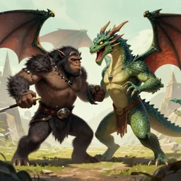 ogre fighting a dragon