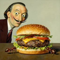 Burger with ants, painting by Salvador Dali