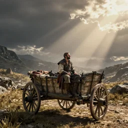 skyrim game, neil patrick harris sitting in the wagon in the opening cut scene,