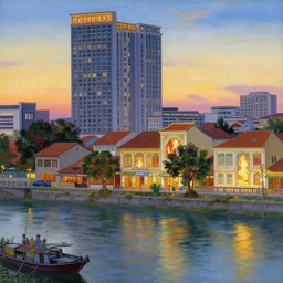 sungai buloh jail, highly intricate matte painting, summer evening, by stanley artgerm lau, greg rutkowski, thomas kinkade, alphonse mucha, loish, norman rockwell