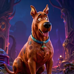 photorealistic scooby doo as a demon in the style of michael whelan and gustave dore. hyperdetailed photorealism, 1 0 8 megapixels, amazing depth, glowing rich colors, powerful imagery, psychedelic overtones, 3 d finalrender, 3 d shading, cinematic lighting, artstation concept art