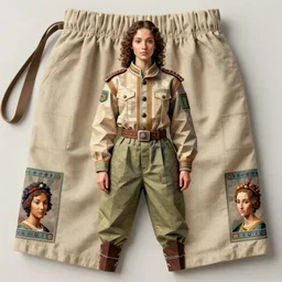 cloth, fabric, jodhpurs fashion retro, uniform, girl, hyperborea, spring traveler, geometrical low poly, dainty renaissance portrait by michael garmash, greg rutkowski, gaston bussiere, rhads, craig mullins