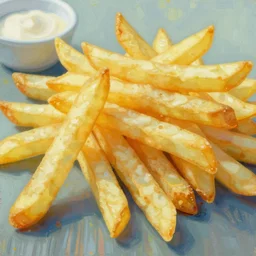 monet style, french fries, landscape