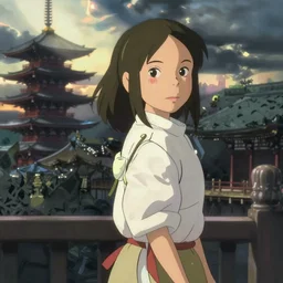 ariana grande in spirited away, digital art, studio ghibli, anime, japan, beautiful