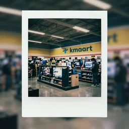 liminal polaroid of a kmart electronics section at night, art by tim hildebrandt, deep depth of field. highly detailed, hyper realism, hd, 4 k