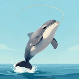 digital illustration of a narwhal jumping rope , deviantArt, artstation, artstation hq, hd, 4k resolution