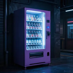 a vending machine dimly neon lighting a dark alley, futuristic, cyber, sci - fi, volumetric light, foggy atmosphere, artstation, highly detailed, sharp focus, digital art, trending, by greg rutkowski and gaston bussiere, vibrant lush neon lighting, beautiful volumetric - lighting - style atmosphere, futuristic atmosphere, intricate, detailed, photorealistic imagery