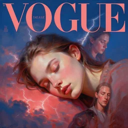 3 d, sci - fi, morning, sleepy fashion model face, sun, cinematic, lightning clouds, vogue cover style, light red and deep blue mood, realistic painting, intricate oil painting, high detail, figurative art, multiple exposure, poster art, 3 d, stanley kubrick, by tooth wu and wlop and beeple and greg rutkowski - n 6