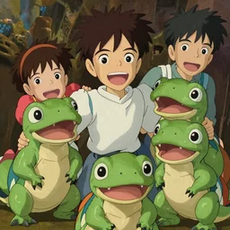 anime, sharp focus, breath taking beautiful, Aesthetically pleasing, newts, happy, funny, silly digital concept art by Hayao Miyazaki and Akira Toriyama and Makoto Shinkai and Studio Ghibli, fine art, high definition, HDR, HD, 8K, award winning, trending, featured, masterful, dynamic, energetic, lively, elegant, Richly textured, Richly Colored, masterpiece.