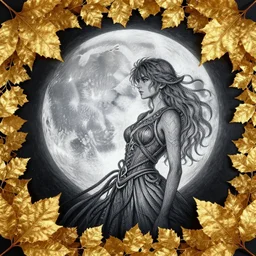 golden leaves at frame border, creative!!! composition for a book cover, moon, beautiful painting by jeremy mann, ultrafine hyperrealistic detailed artwork by wlop and artgerm and greg rutkowski, intricate linework, sharp focus, smooth, octopath traveler, final fantasy, unreal engine, dramatic lighting, ethereal, 8 k