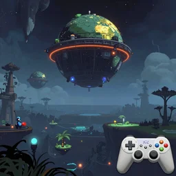 A screenshot of an alien world in No Man's Sky with PS1 aesthetics
