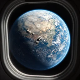 picture of the surface of an extraterrestrial planet taken from the window of a space shuttle in orbit, highly detailed, octane render, 4 k, unreal engine