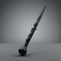 distant shot render matte black rounded tech electronic musical instrument, centered on studio gray background, all black design by james dyson, greg rutkowsk, jonathan ive, braun design, eletronic clarinet, technologic design, octane engine render, detailed product concept unreal engine 6 render