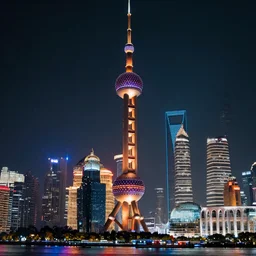 Shanghai, oriental pearl TV powercyberpunk, highly detailed, realistic engine