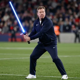 coach belichick wielding a lightsaber