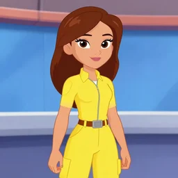 beautiful brown hair female reporter in a yellow jumpsuit character april o ’ neil from animated series teenage mutant ninja turtles ( tmnt 1 9 8 7 ), magic : the gathering