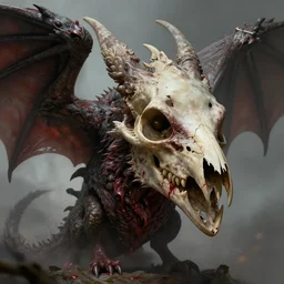 a highly detailed 4 k fantasy matte painting of dragon with bird skull. bloody. portrait. zdzislaw beksinski, artstation, cgsociety, unreal engine