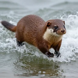 4 k hd, high detail photograph of weasel surfing, shot with sigma f / 4. 2, 2 5 0 mm sharp lens, wide shot, consistent, volumetric lighting, high level texture render