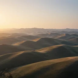 just before sunrise in the low - polygon hills, the distant hills are polygons, depth of field, intricate, surrealism!!!!, highly detailed, lifelike, photorealistic, digital painting, artstation, surreal concept art, smooth, sharp focus, by greg rutkowski, chris tulloch mccabe, valentina remenar and asher duran,