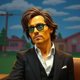 film still of johnny depp in the simpsons movie