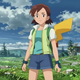emma watson as a pokemon trainer, tv still from the pokemon anime