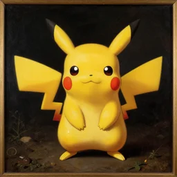 renaissance painting of pikachu inspired by h. r. giger