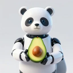 an anthropomorphic robot bear holding an avocado and offering it to the viewer, ultra detailed, 8 k, trending on artstation, award - winning art,