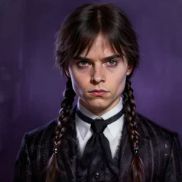 peter dinklage as wednesday addams, digital painting, extremely detailed, 4 k, intricate, brush strokes, mark arian, artgerm, bastien lecouffe - deharme